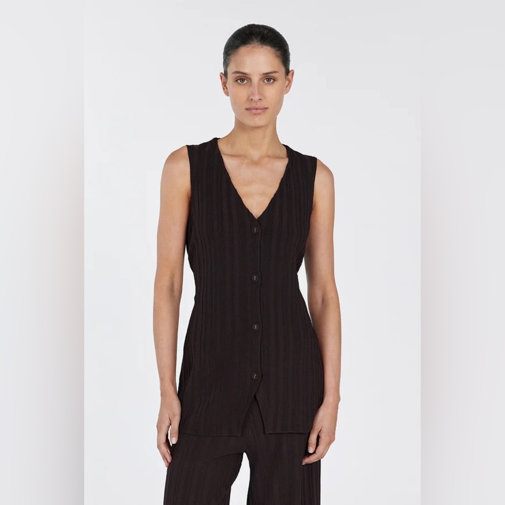 DISSH - SYLVIA BITTER CHOC LONGLINE VEST